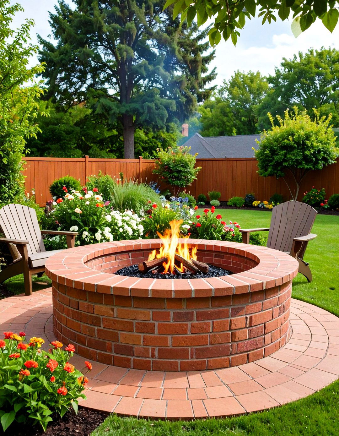 Traditional Red Brick Fire Pit - 20 Brick Fire Pit Ideas