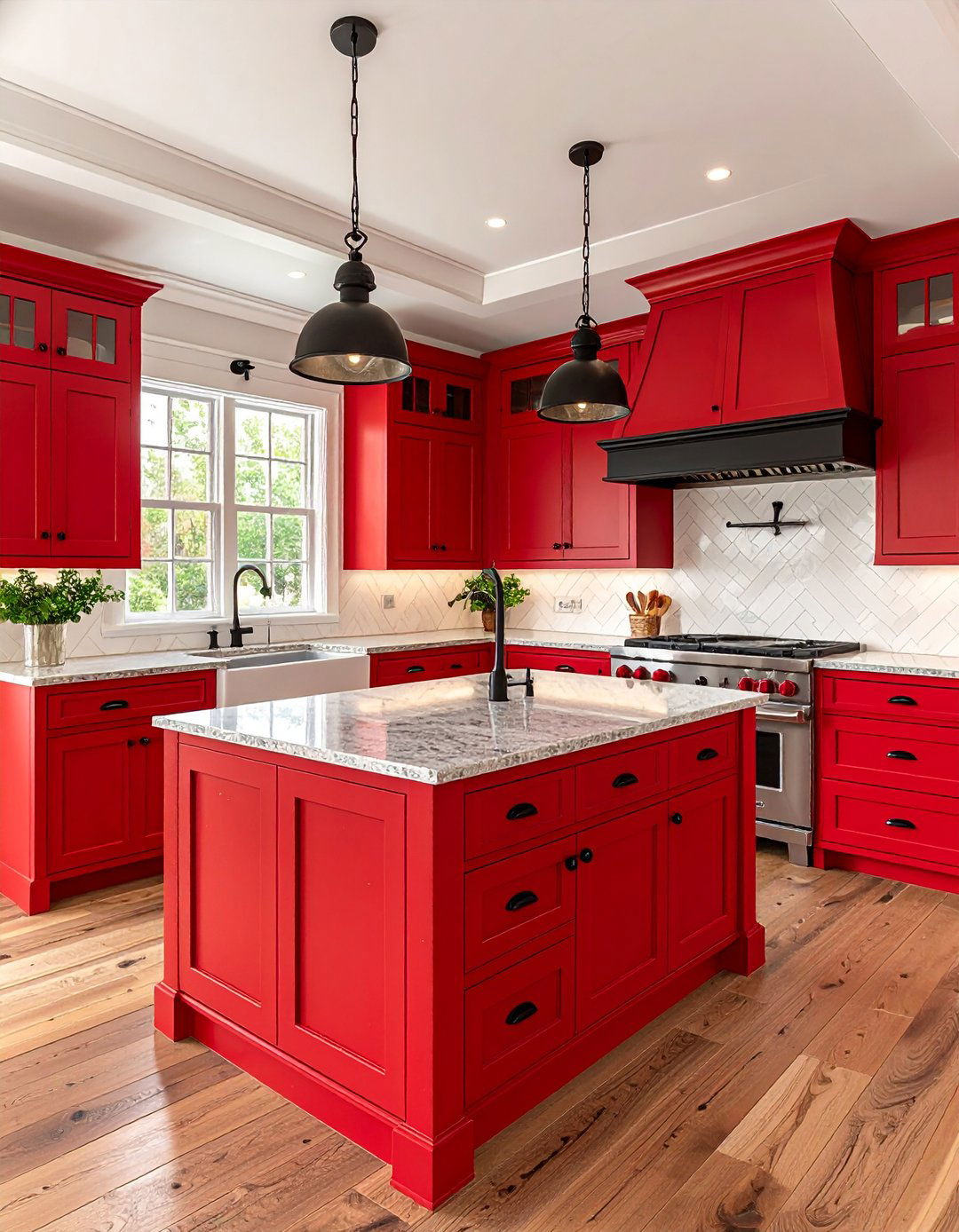 Traditional Red Kitchen Colonial Style - 20 Red Kitchens