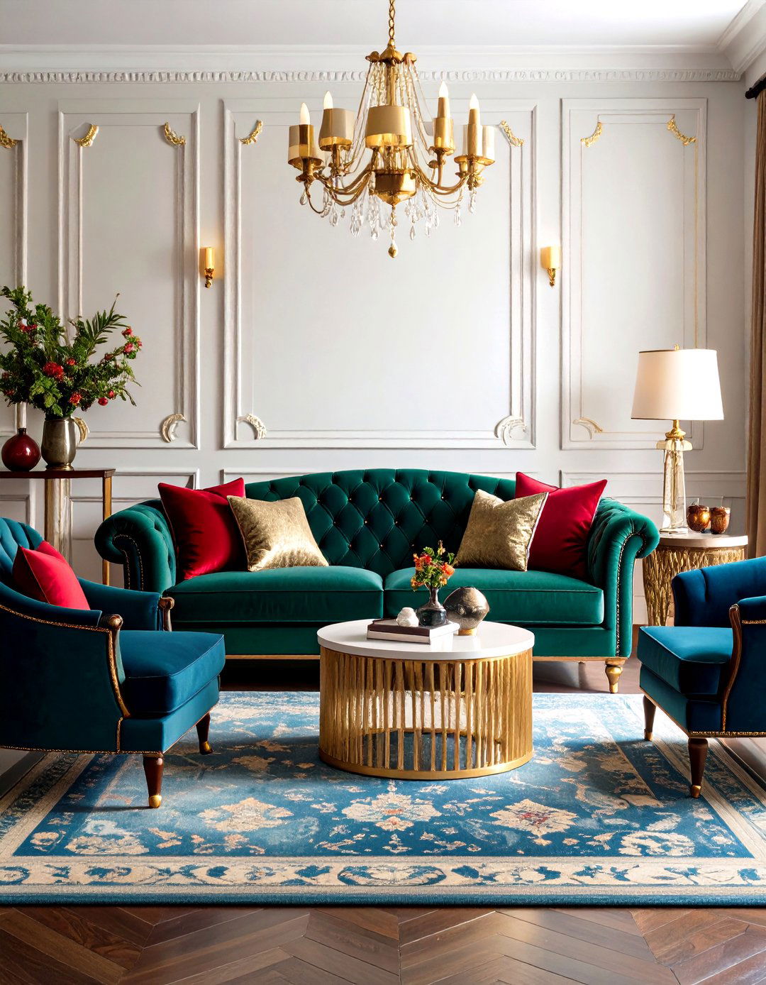 Traditional Rich Jewel Tone Living Room with Luxurious Color - 20 Traditional Living Room Ideas
