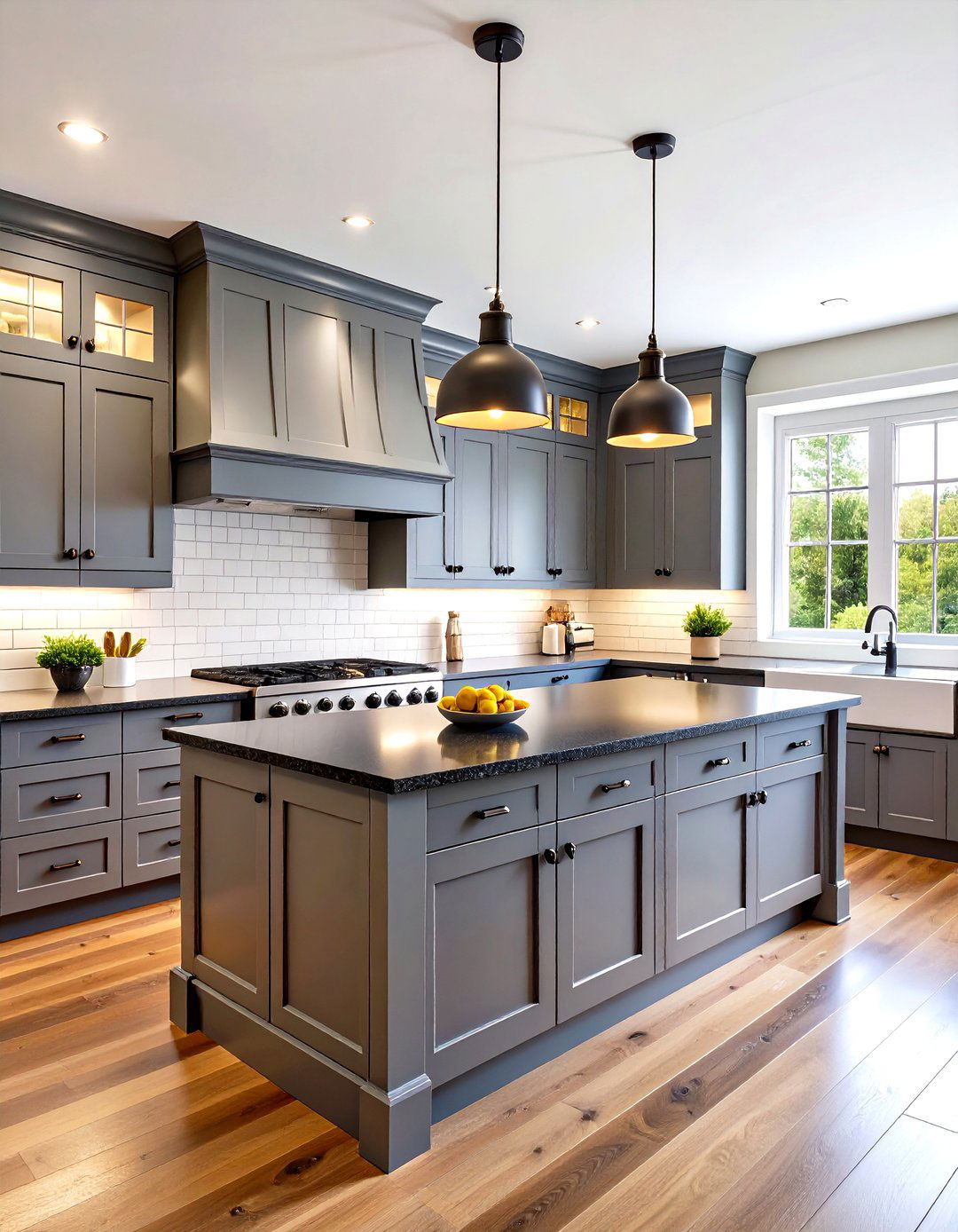 Traditional Shaker Gray Cabinets and Black Countertops Kitchen - 20 Kitchen With Gray Cabinets And Black Countertops Ideas