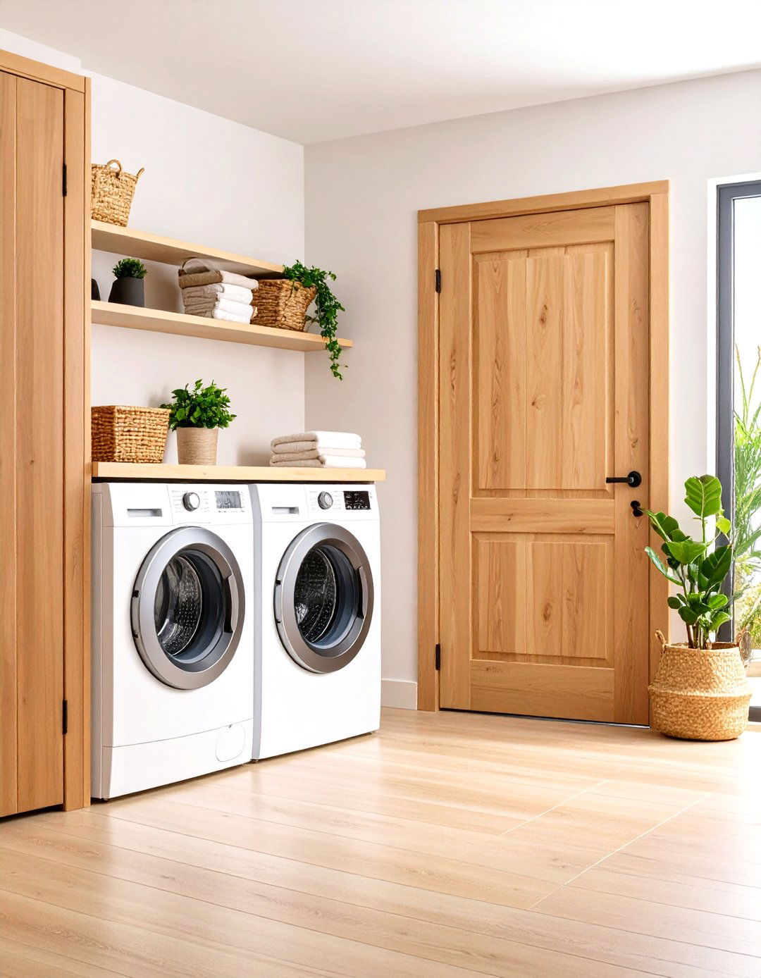 Traditional Solid Wood Laundry Room Door with Sound Dampening Core - 20 Laundry Room Door Ideas