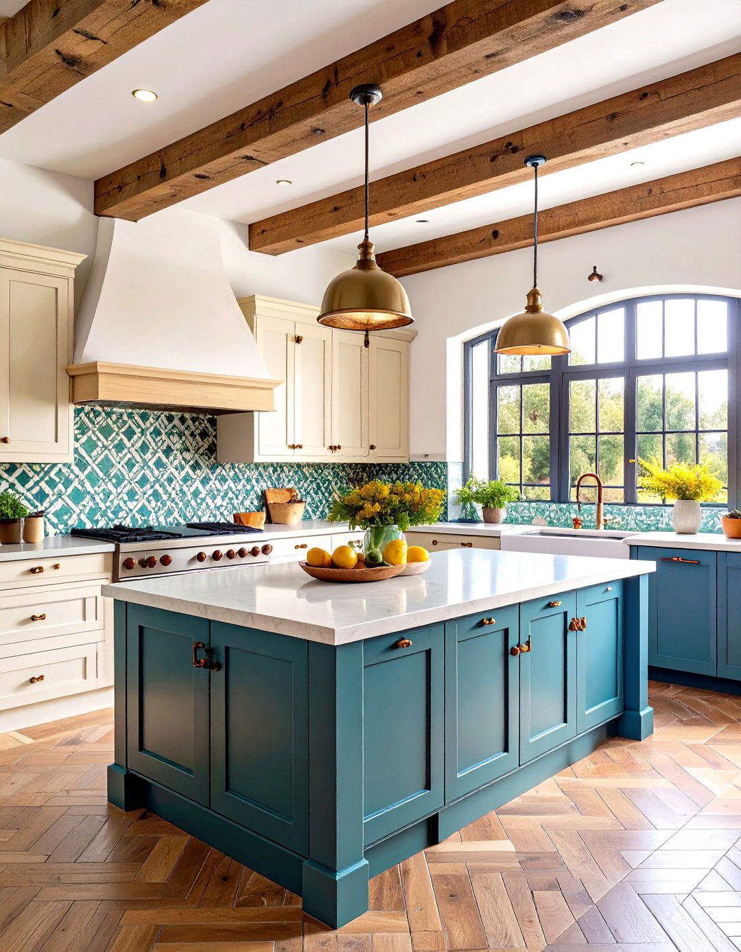 Traditional Spanish Style Kitchen with Glazed Tile Backsplash - 20 Spanish Style Kitchen Ideas