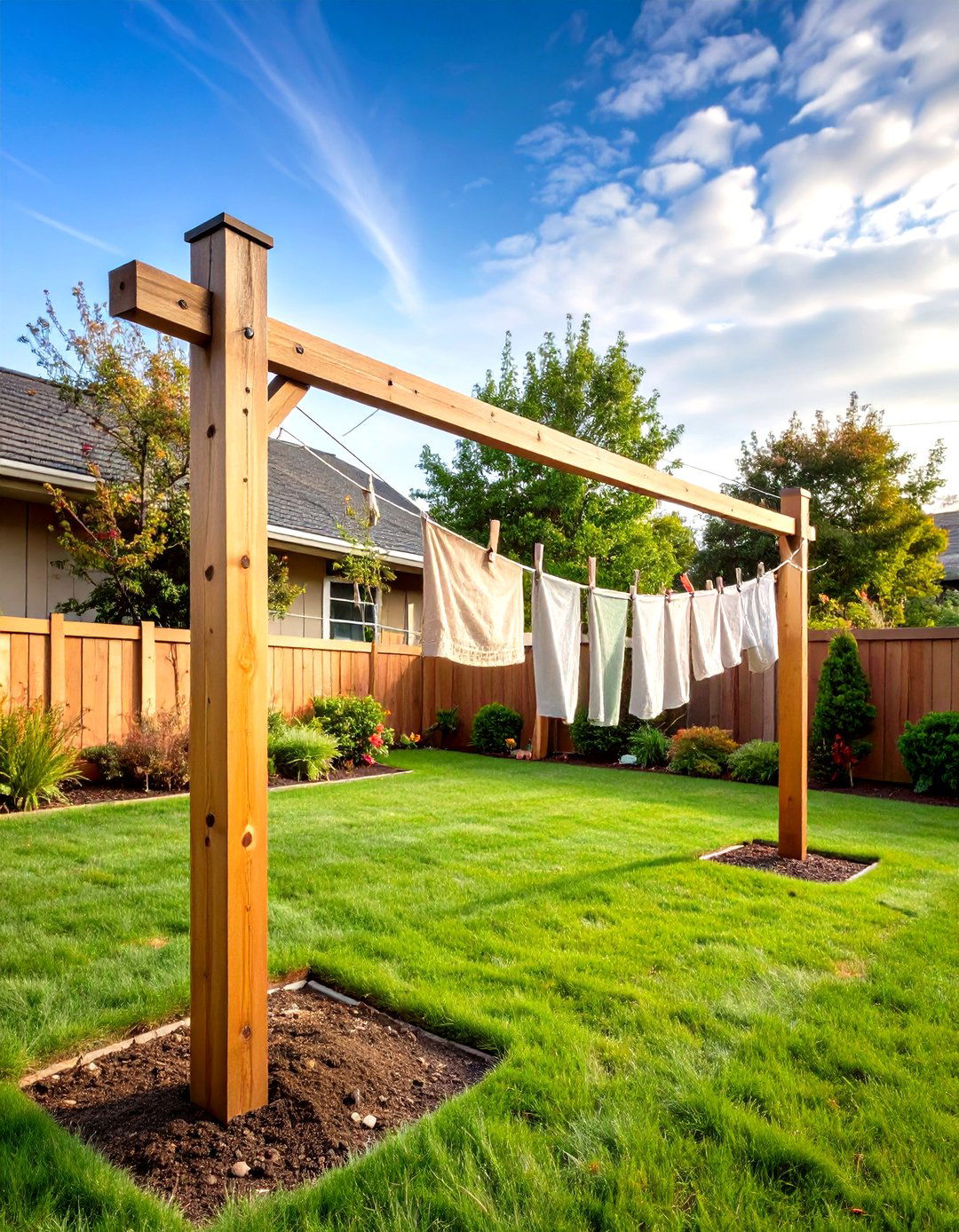 Traditional T Post Outdoor Clothesline - 20 Outdoor Clothesline Ideas