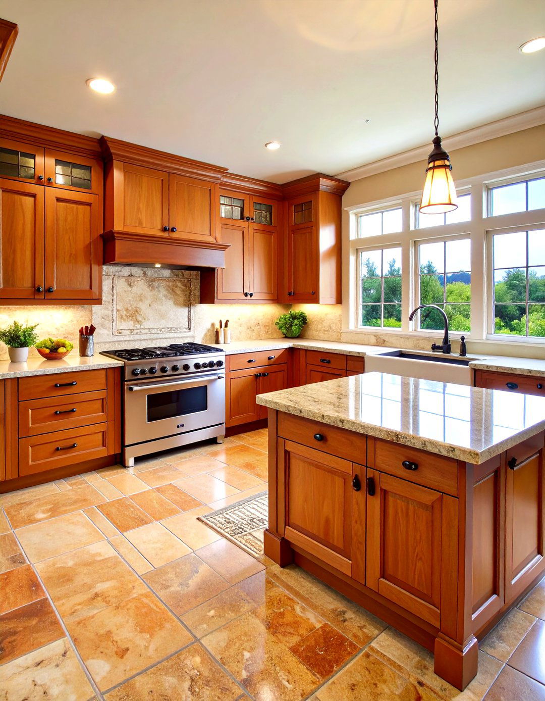 Traditional Travertine Floor Kitchen with Timeless American Style - 20 Travertine Floor Kitchen Ideas