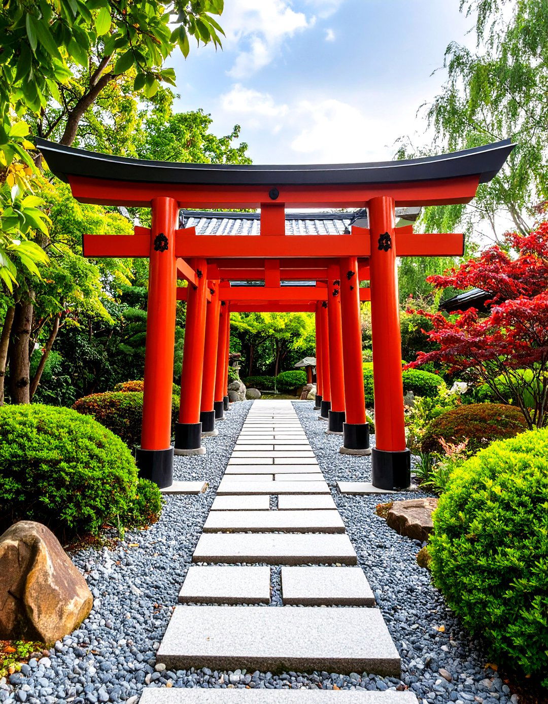 Traditional Vermillion Japanese Garden Gate Torii - 20 Japanese Garden Gate Design Ideas