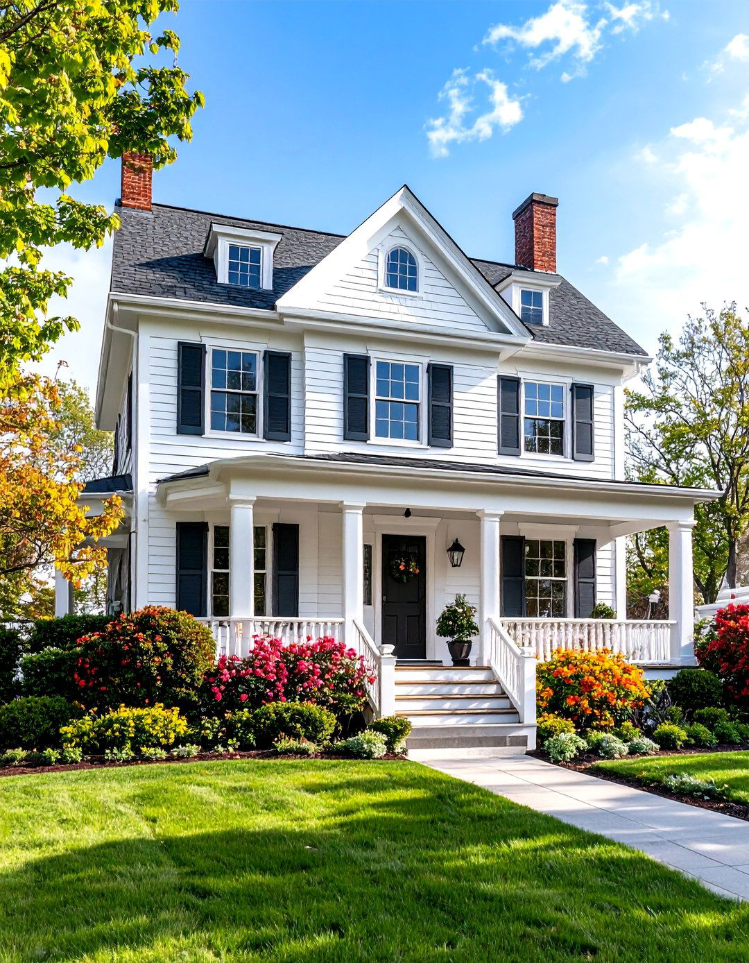 Traditional White Lap Siding Colonial - 20 White Siding House Designs