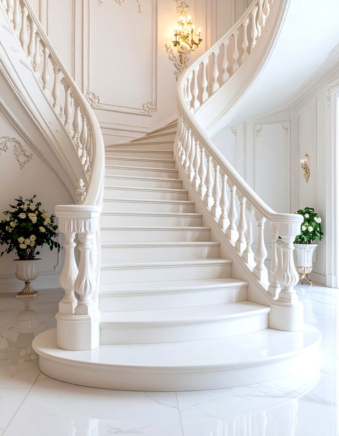 Traditional White Oak Staircase with Carved Baluster Details - 20 White Oak Staircase Ideas