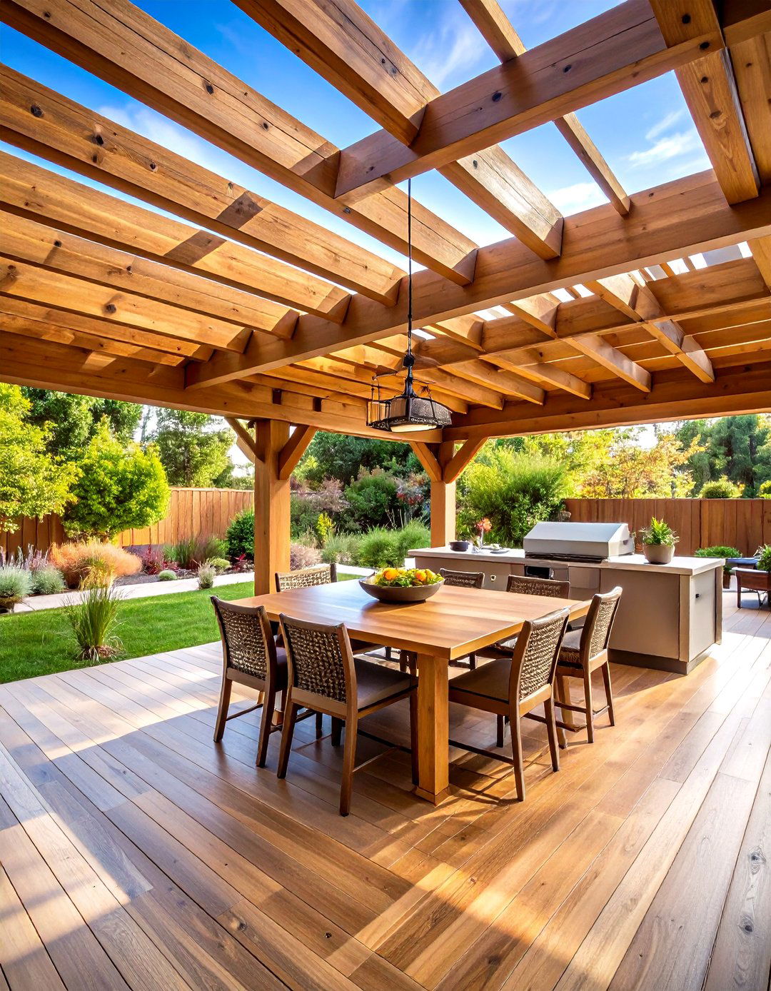 Traditional Wood Slat Pergola Roof Framework - 20 Pergola Roof Ideas