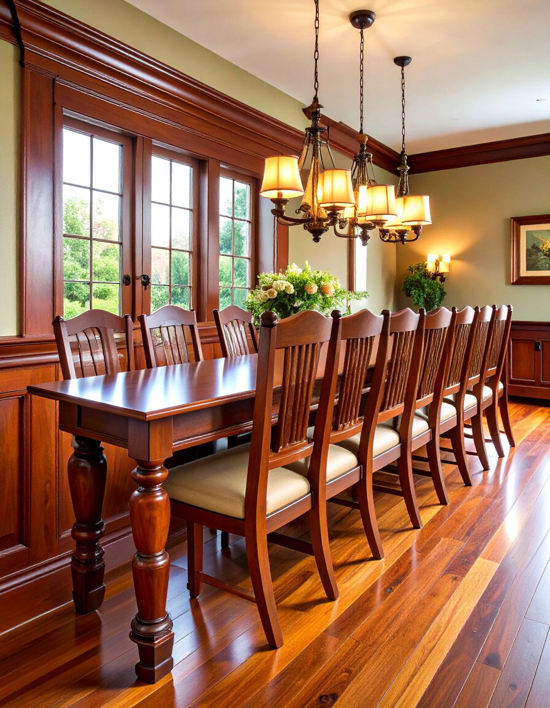 Traditional Wooden Chair Rail with Stained Finish - 20 Chair Rail Ideas