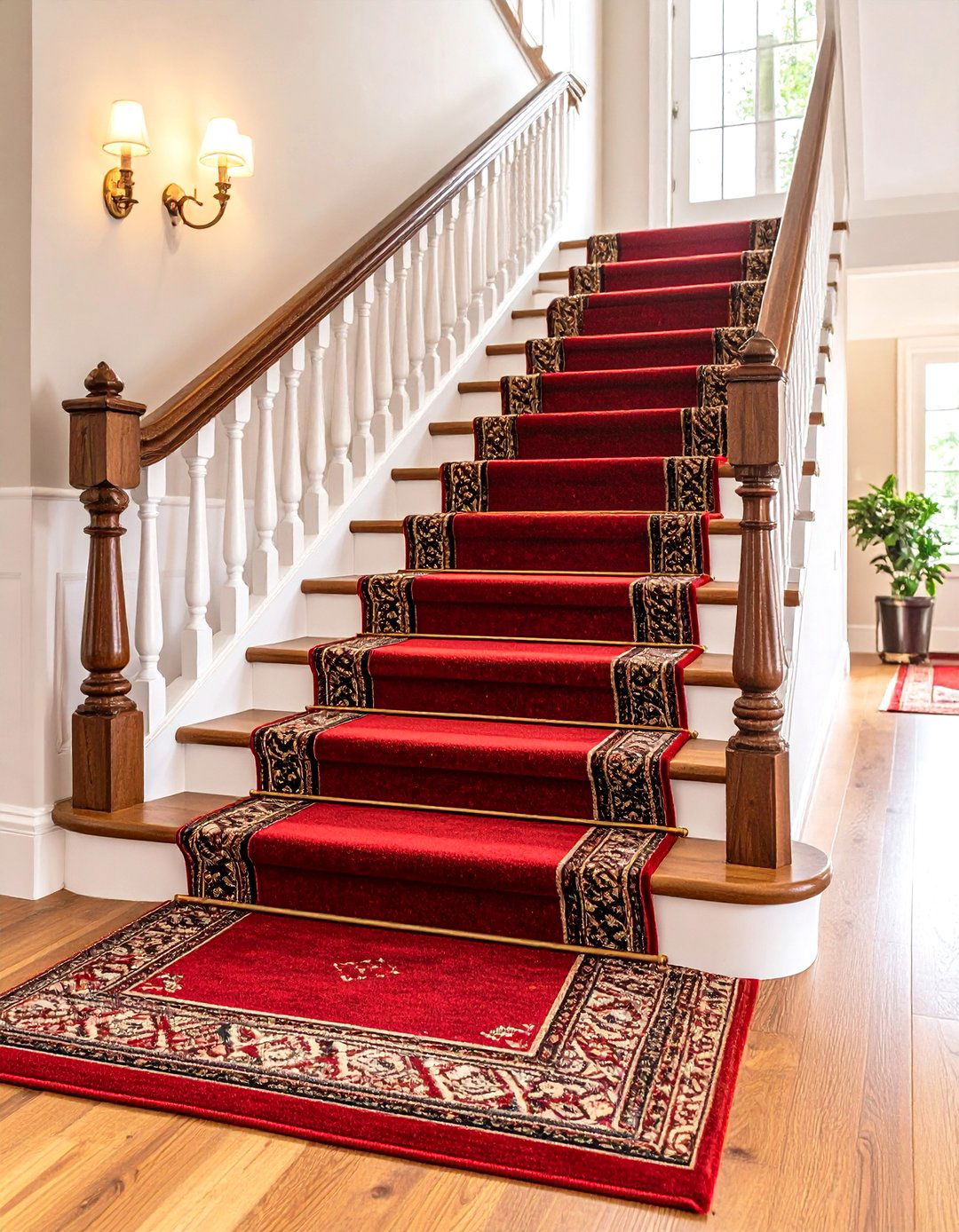 Traditional Wooden Staircase with Runner Carpeting - 20 Wooden Staircase Ideas
