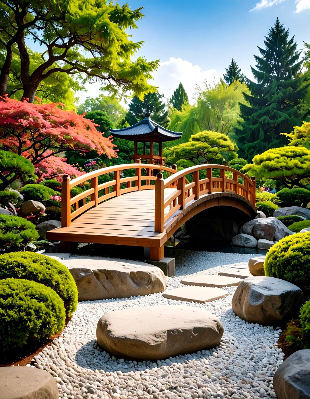 Tranquil Zen Rock Garden Bridge - 20 Garden Bridge Ideas
