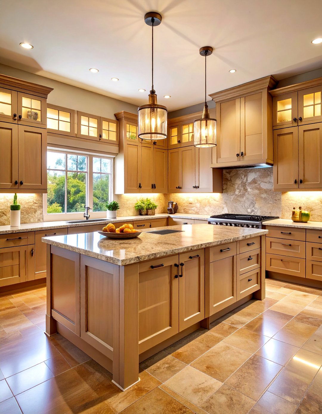 Transitional Beige Kitchen Cabinets with Mixed Materials - 20 Kitchens With Beige Kitchen Cabinets
