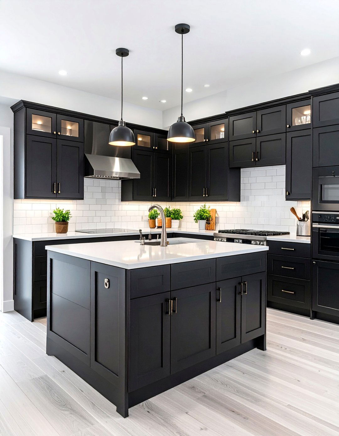 Transitional Black and White Two Tone Cabinets - 20 kitchens with beautiful black cabinets