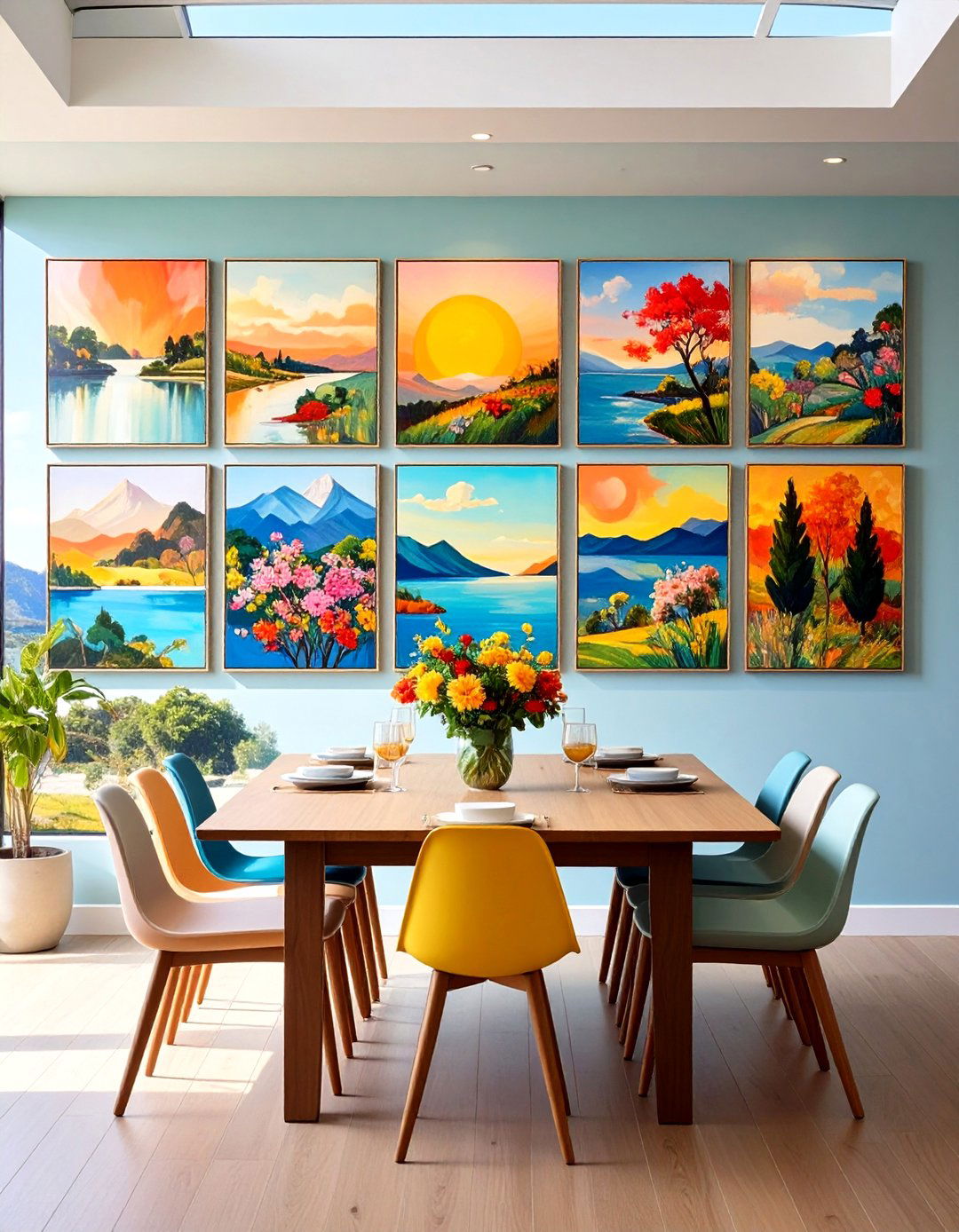 Transitional Dining Room Gallery Wall Arrangements - 20 Transitional Dining Room Ideas