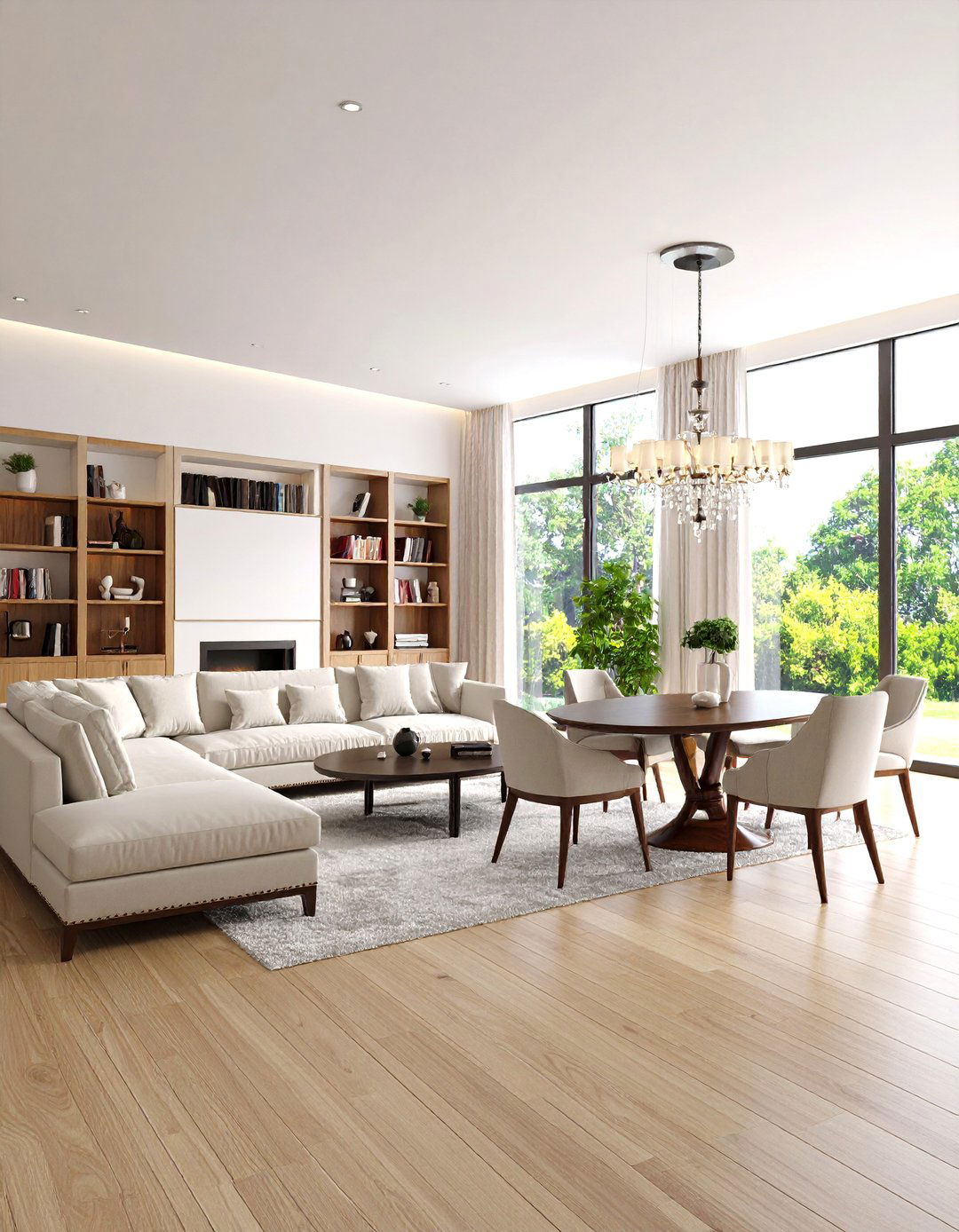 Transitional Elegant Living Room Dining Room Combo - 20 Living Room Dining Room Combos