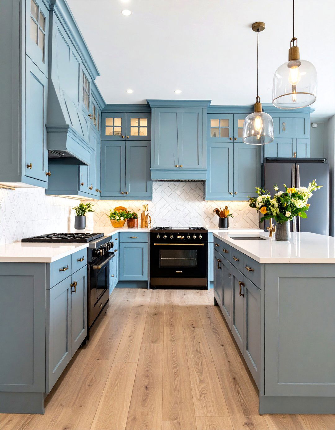 Transitional Galley Kitchen With Black Appliances - 20 Kitchen With Black Appliances