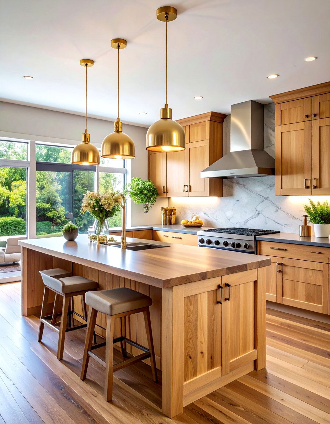 Transitional Kitchen Shiplap Island with Mixed Wood Tones - 20 Kitchen Shiplap Ideas With Kitchen Island Ideas
