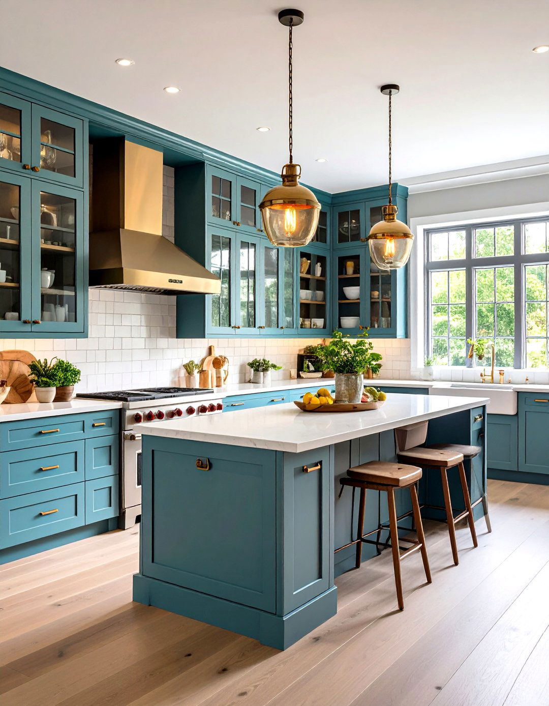 Transitional Kitchen Without Upper Cabinets and Mixed Materials - 20 Kitchens Without Upper Cabinets