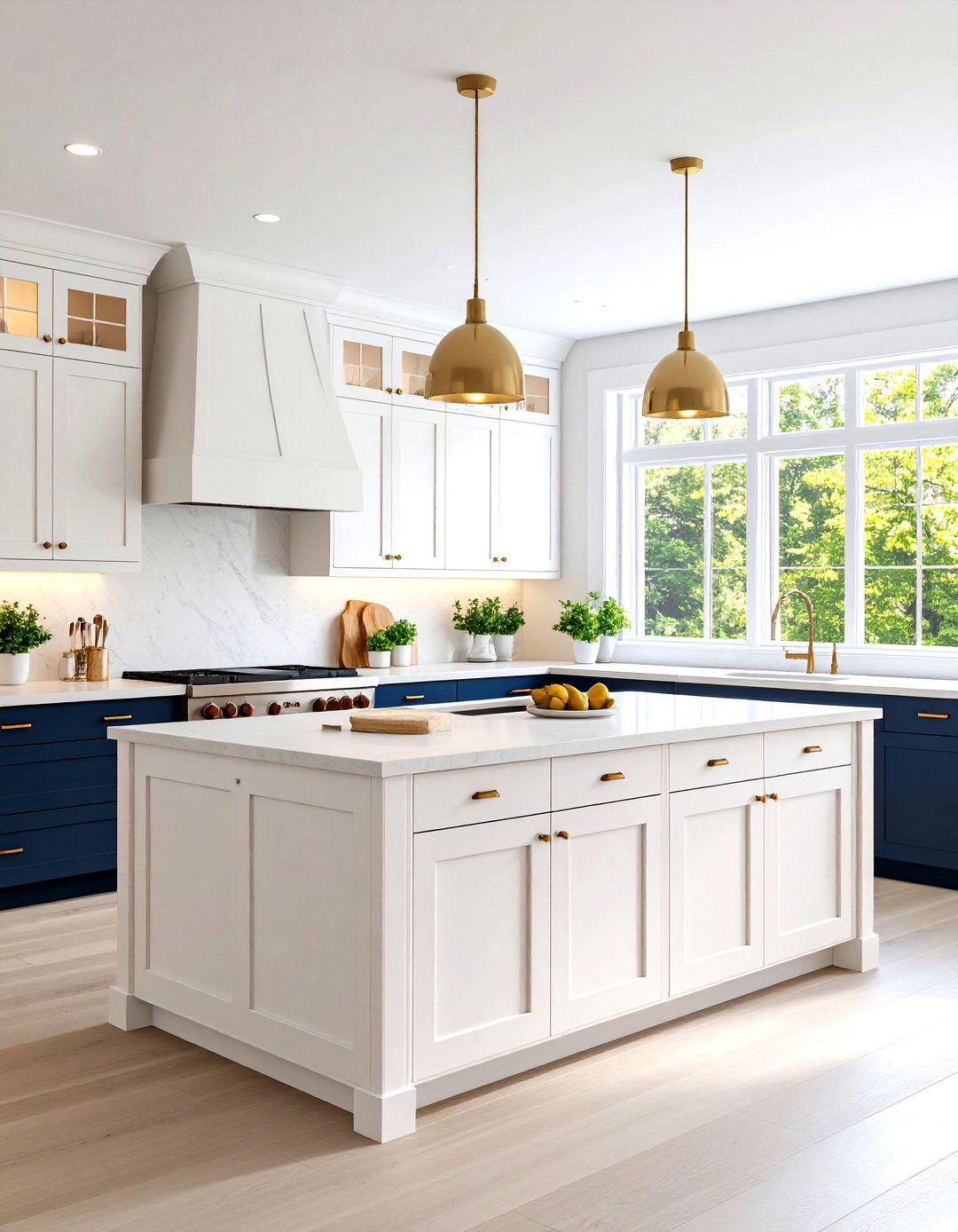 Transitional L Shaped Kitchen with Two Tone Cabinetry - 20 l shaped kitchen ideas