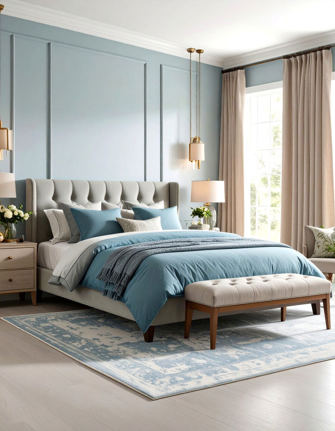 Transitional Light Blue Bedroom Balance - 20 Light Blue Bedroom Ideas