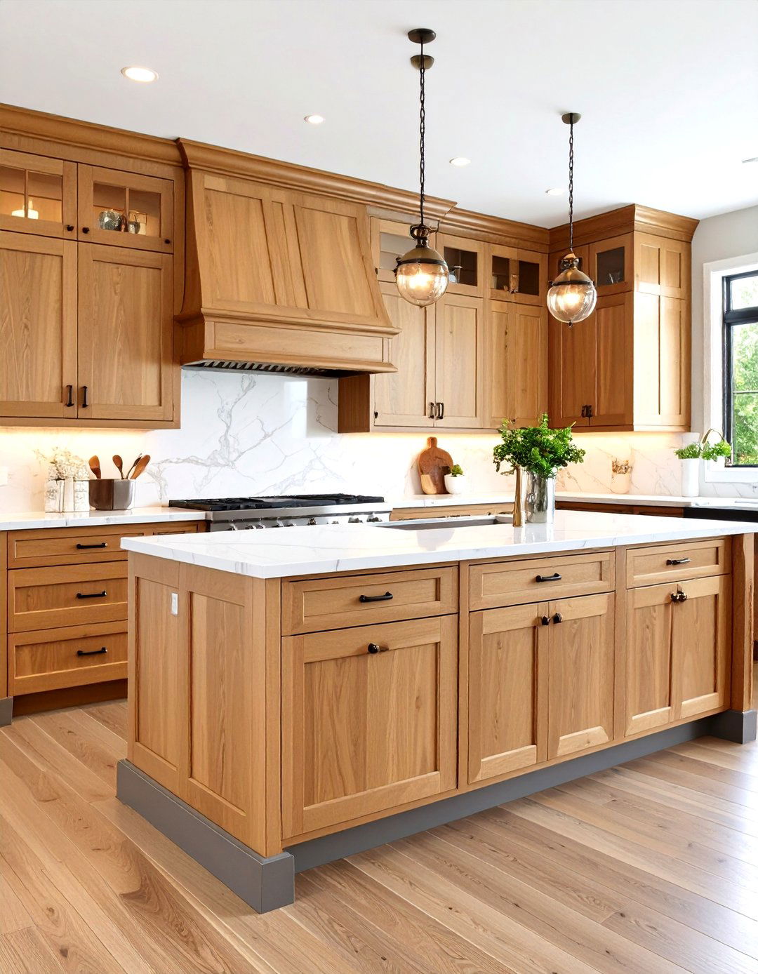 Transitional Maple Cabinets with Quartz Countertops - 20 Maple Kitchen Cabinets Ideas