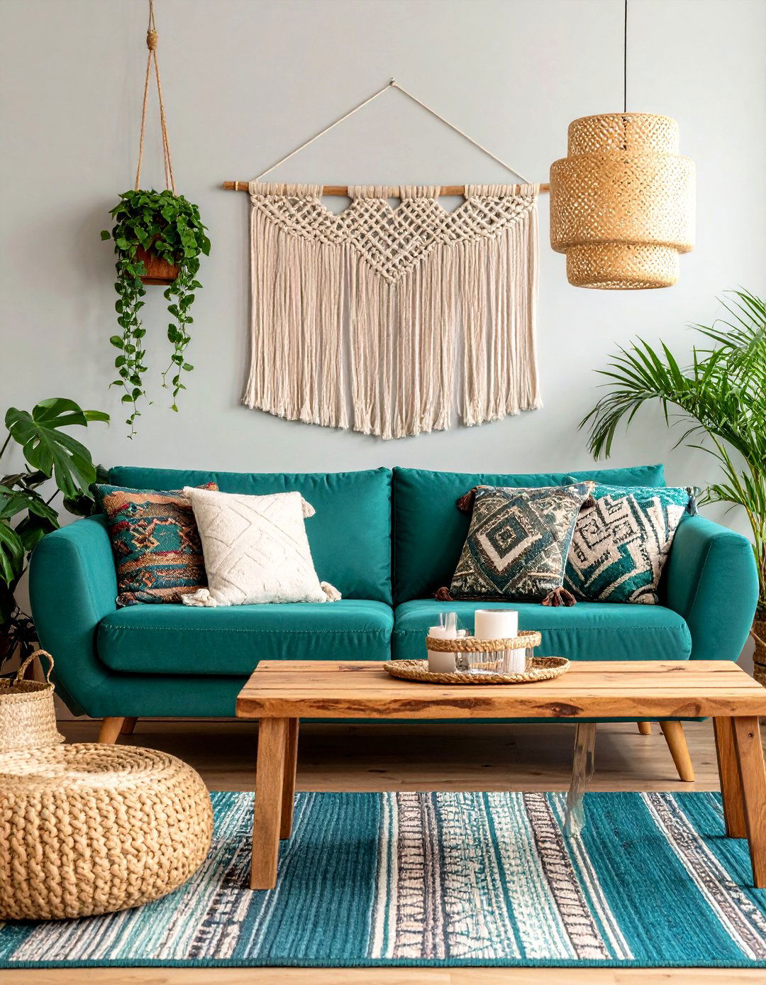 Transitional Neutral Backdrop - 20 Teal Couch Living Room Ideas