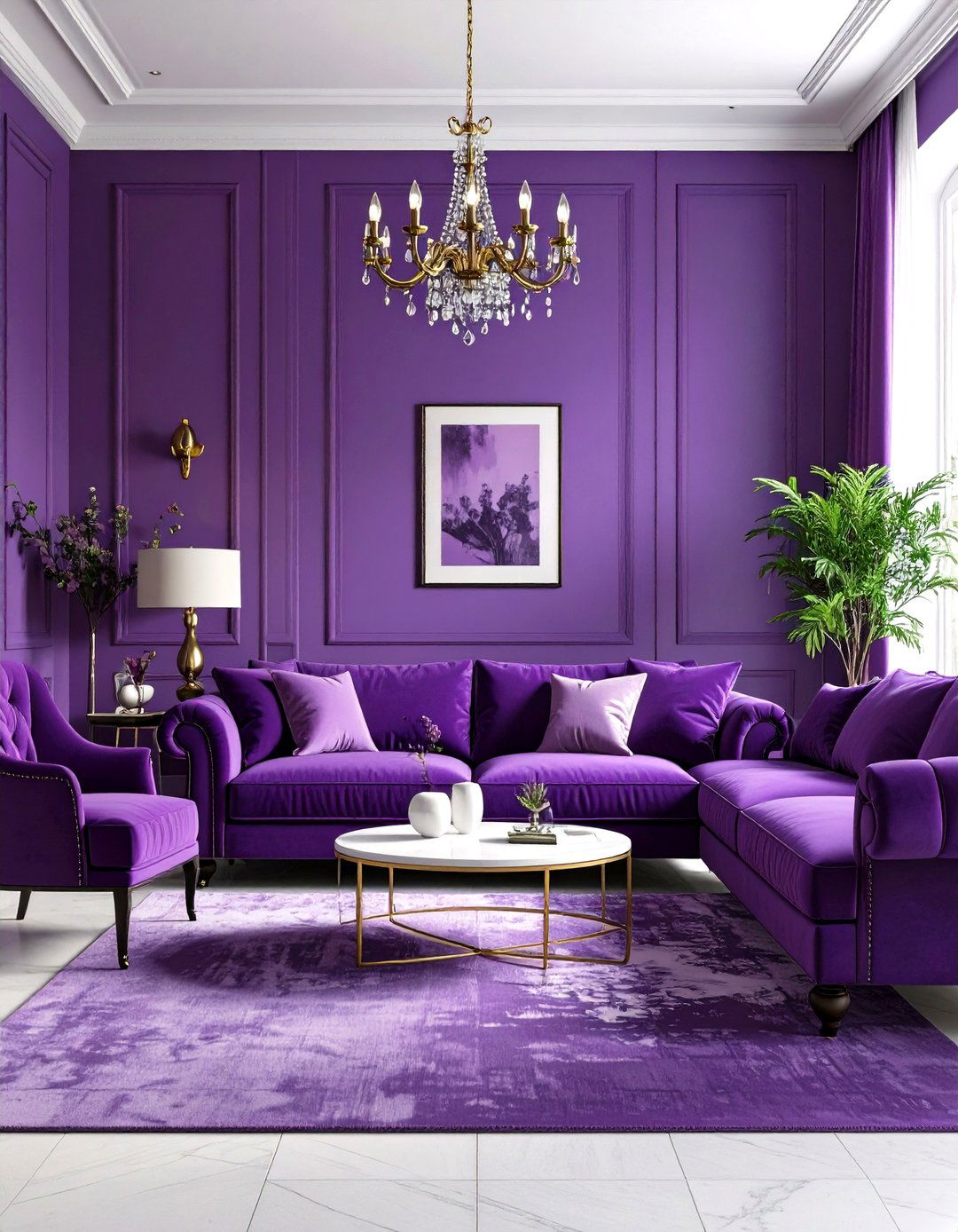 Transitional Purple Living Room with Balanced Hues - 20 Purple Living Room Ideas