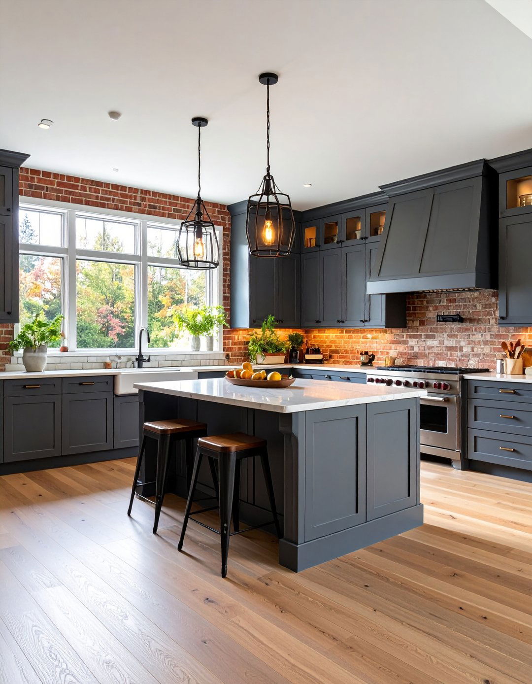Transitional Red Brick Kitchen Timeless Elegance - 20 Red Brick Kitchen Ideas
