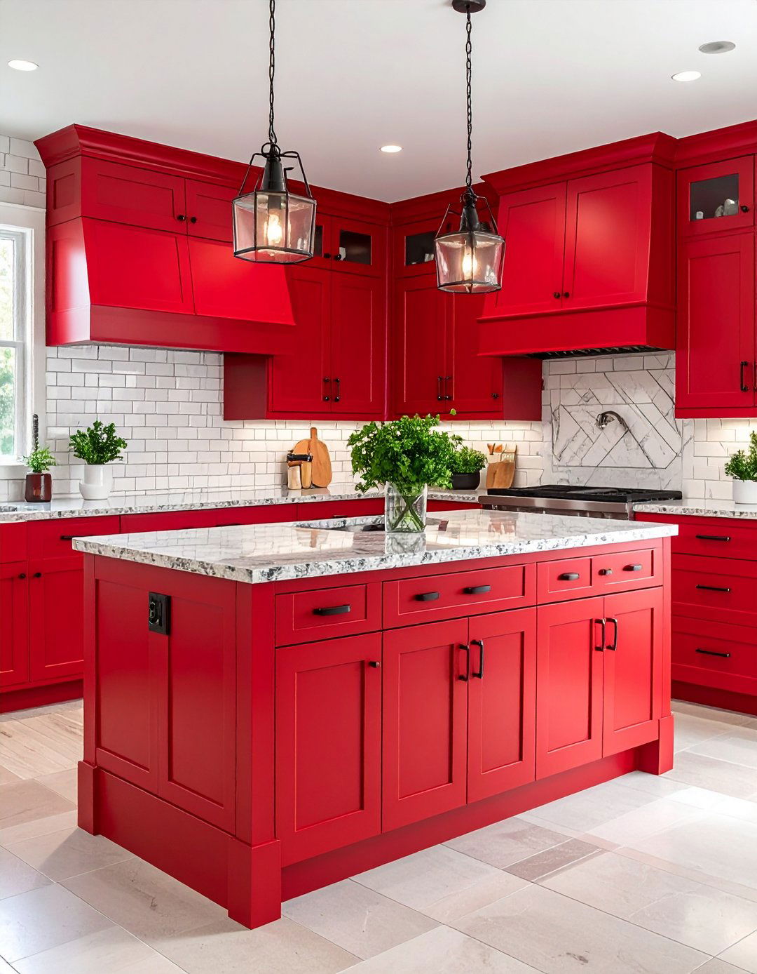 Transitional Red Kitchen Balanced Design - 20 Red Kitchens