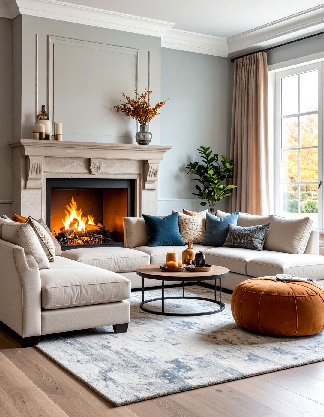 Transitional Sectional Fireplace Blend - 20 Living Room Ideas With Sectionals and Fireplace