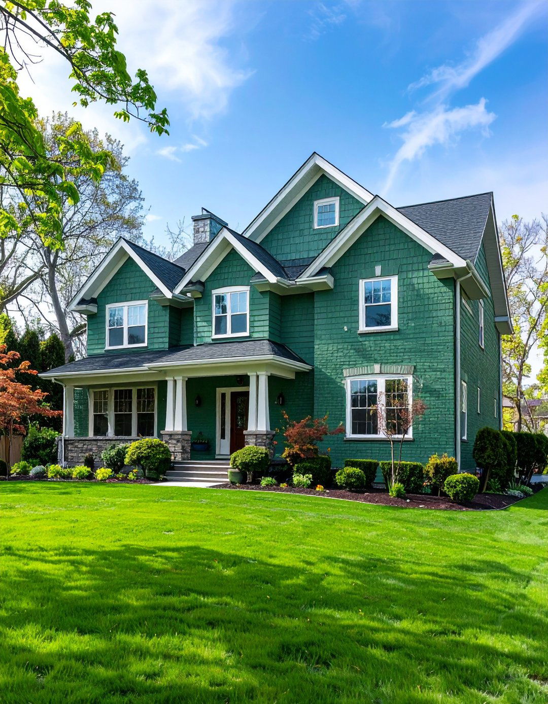 Transitional Style - 20 Sage Green Painted Brick House Ideas