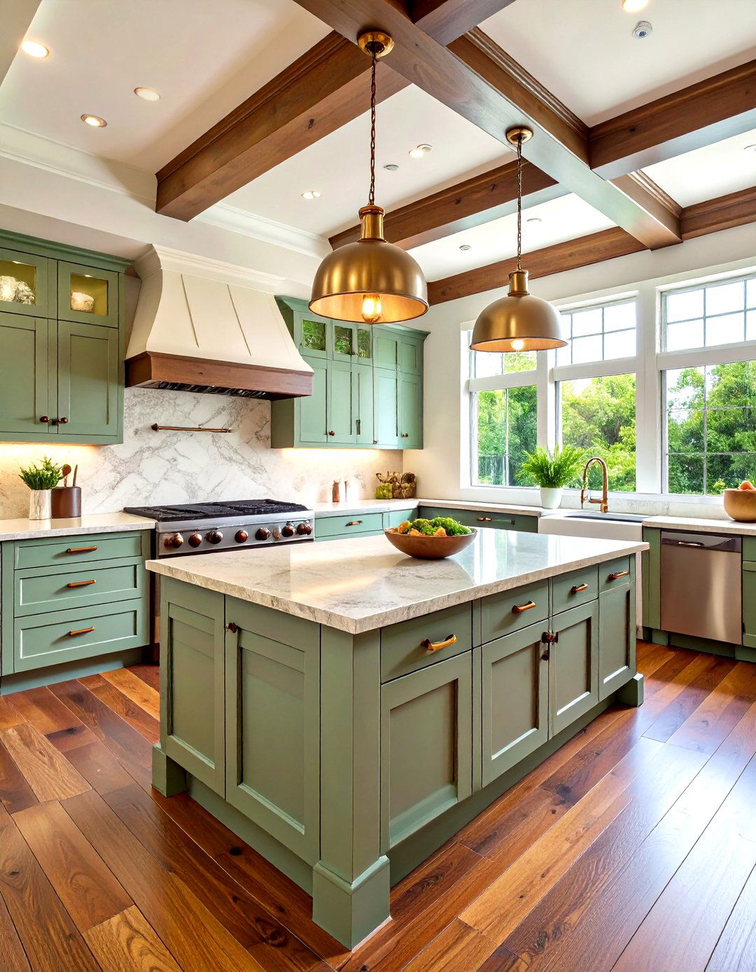 Transitional Suburban Kitchen with Butcher Block Countertops - 20 Kitchens With Butcher Block Countertops