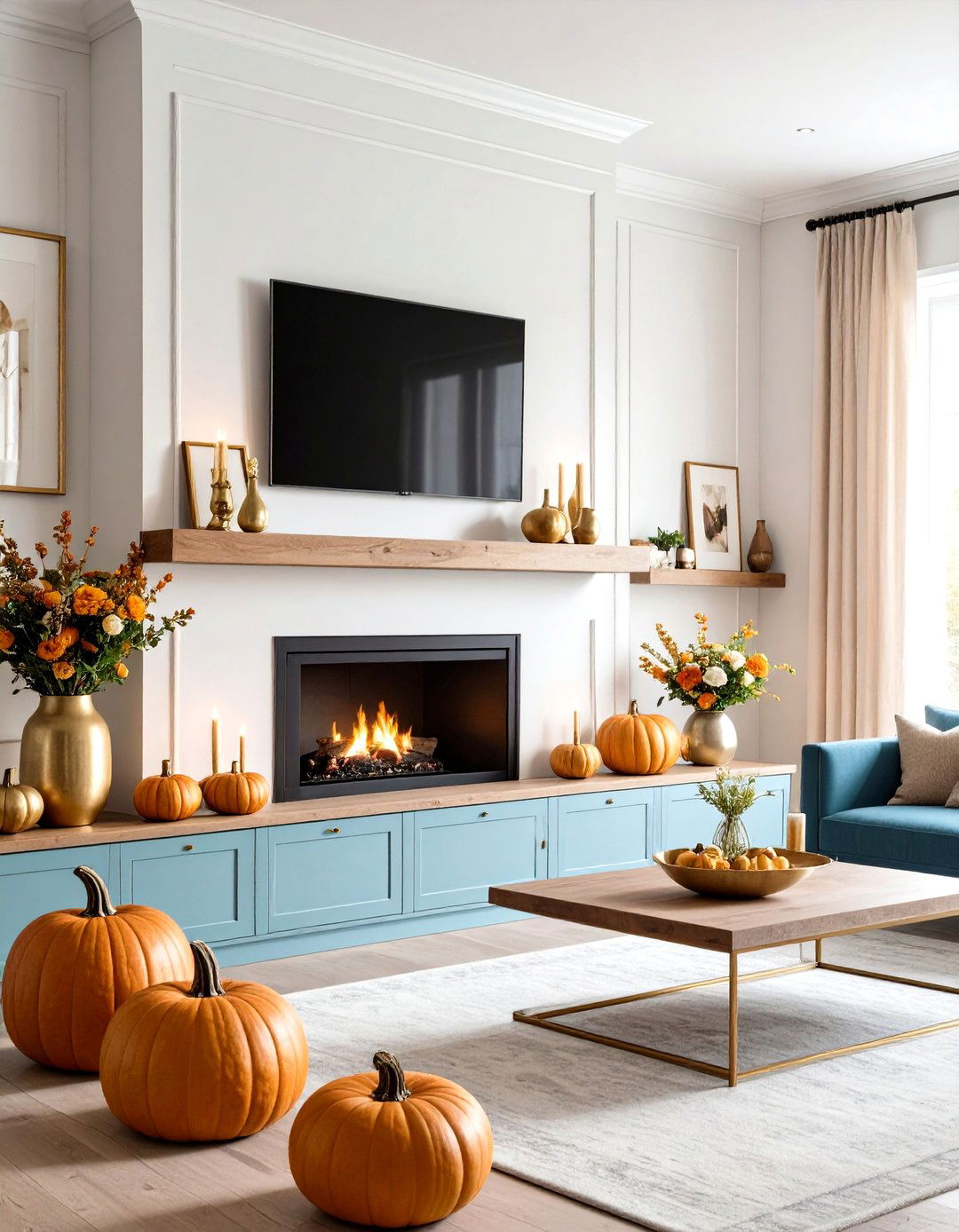 Transitional TV Above Mantel Styling - 20 Fall Mantel Decor Ideas
