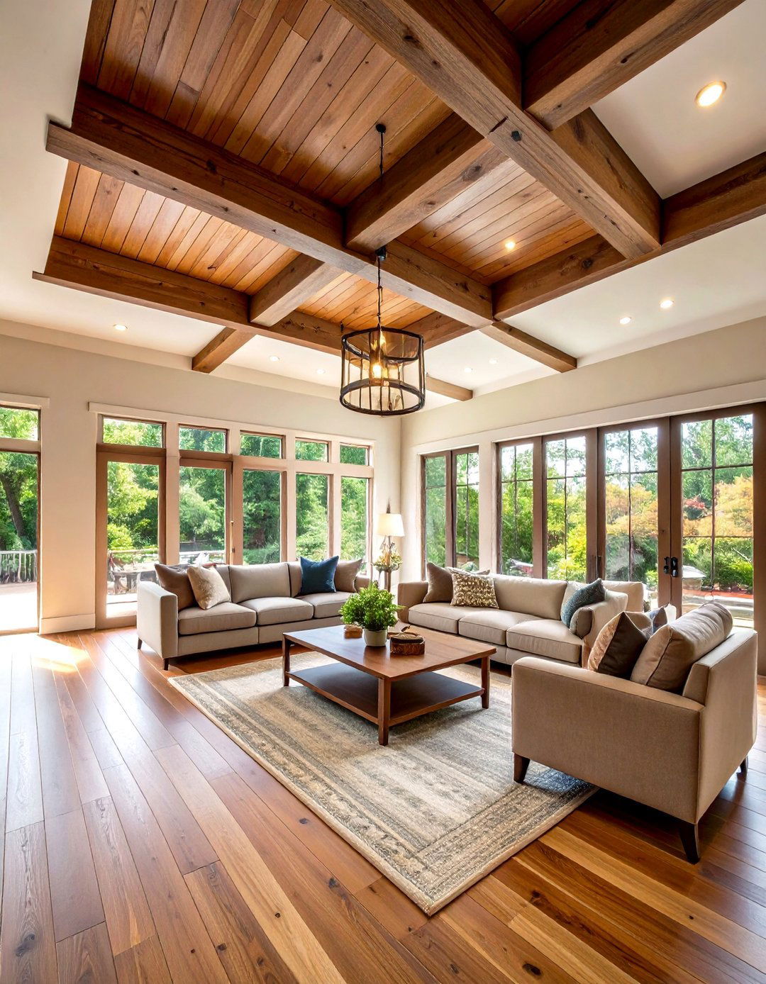 Transitional Wood Beam Reverse Tray Ceiling - 20 Reverse Tray Ceiling Ideas