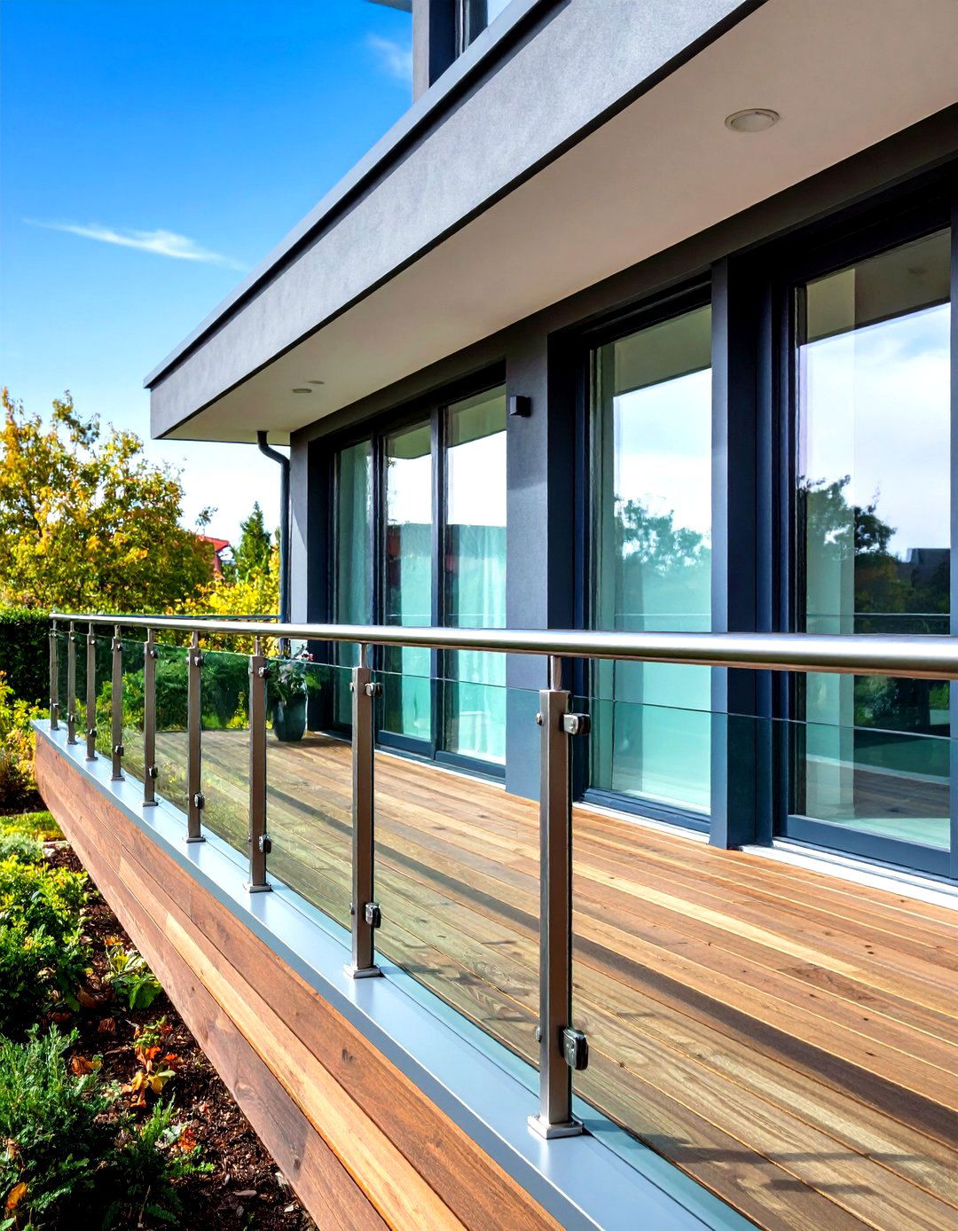 Transparent Glass Panel Front Porch Railings - 20 Front Porch Railing Ideas