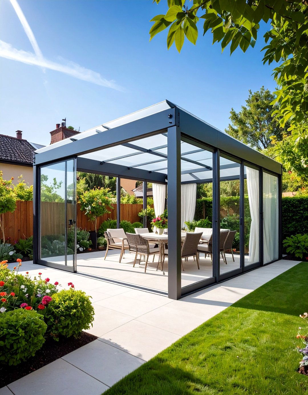 Transparent Pergola Cover System - 20 Pergola Cover Ideas