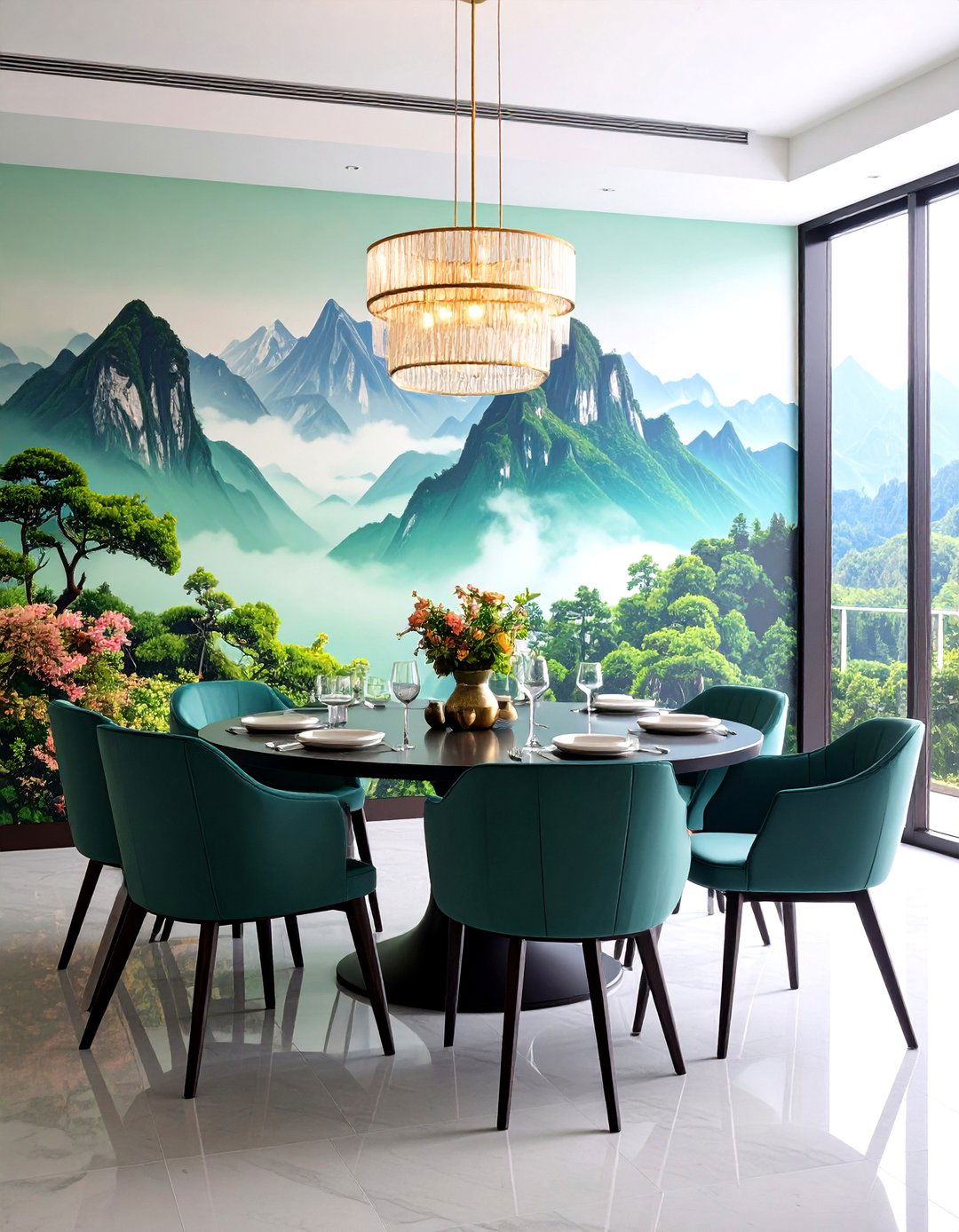 Transport Guests with Landscape Murals - 20 Dining Room Design Ideas