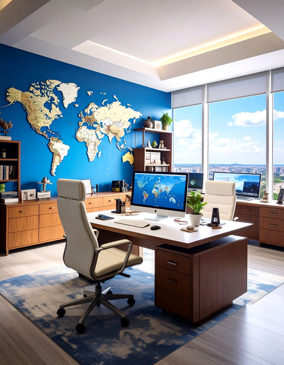 Travel Inspired Man Cave Office Design - 20 Man Cave Office Ideas