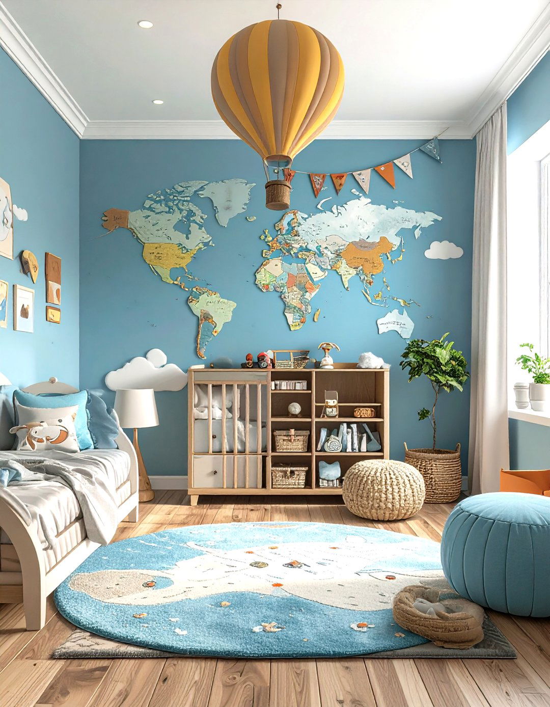 Travel Map and Elephant Exploration Nursery - 20 Elephant Nursery Ideas