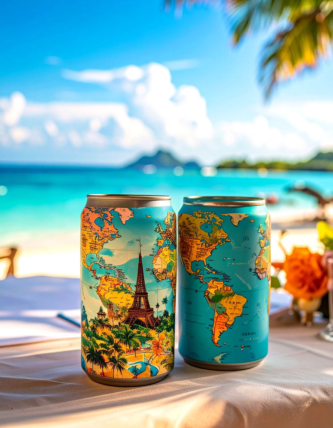 Travel Wedding Koozie with Destination Maps - 20 Wedding Koozie Ideas