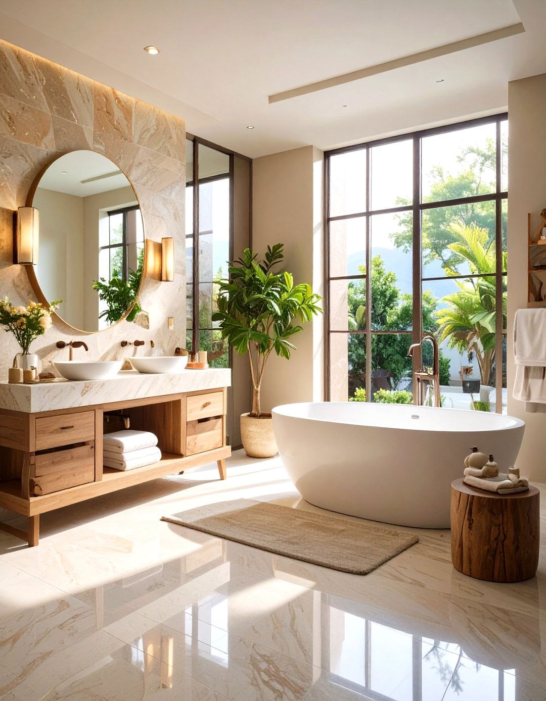 Travertine Color Coordination Schemes - 20 Travertine Tile Bathroom Ideas