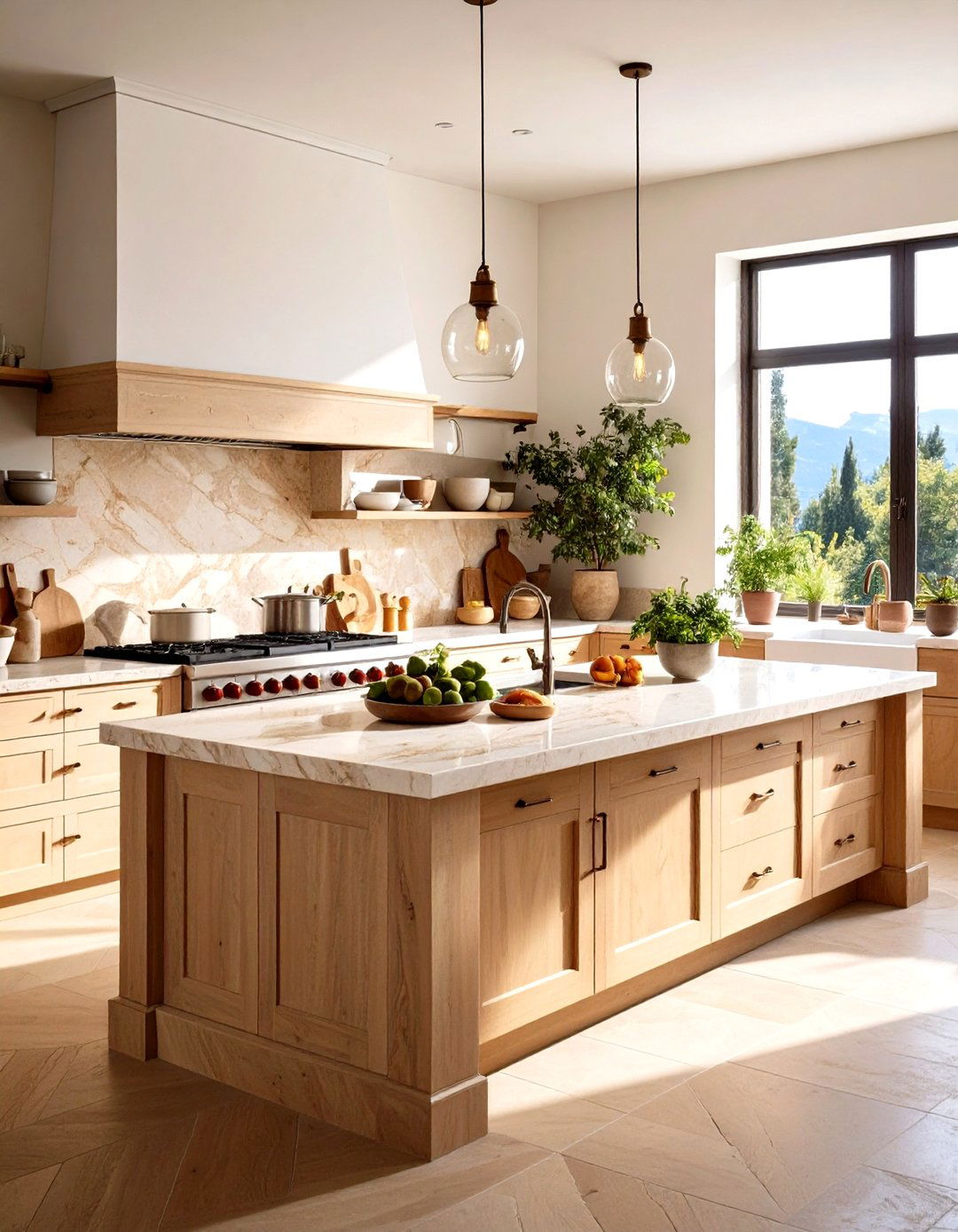 Travertine Countertops - 20 Tuscan Kitchen Design Ideas