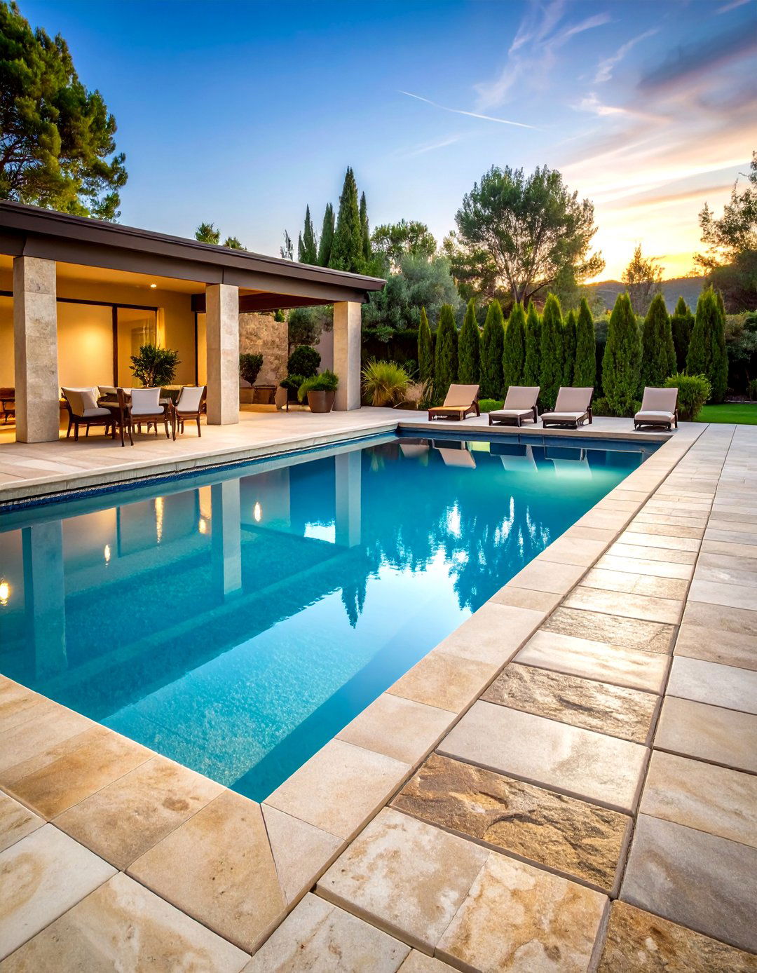 Travertine Look Concrete Pavers Around Pool - 20 Concrete Pavers Around Pool Ideas