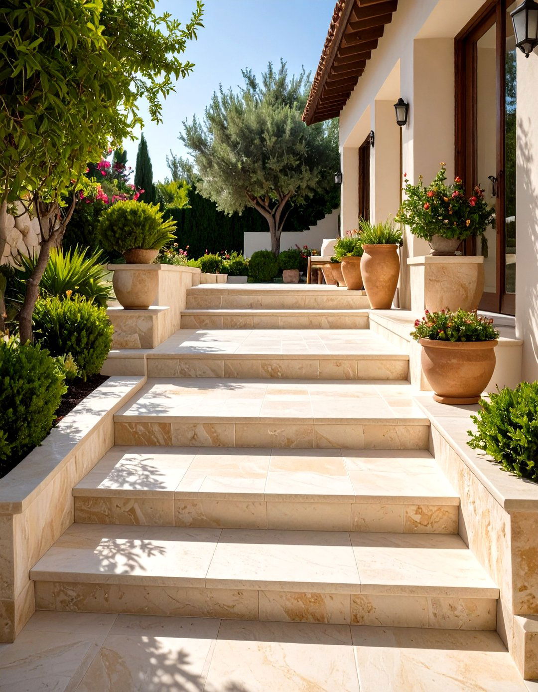 Travertine Patio Steps with Tumbled Finish - 20 Patio Steps Ideas