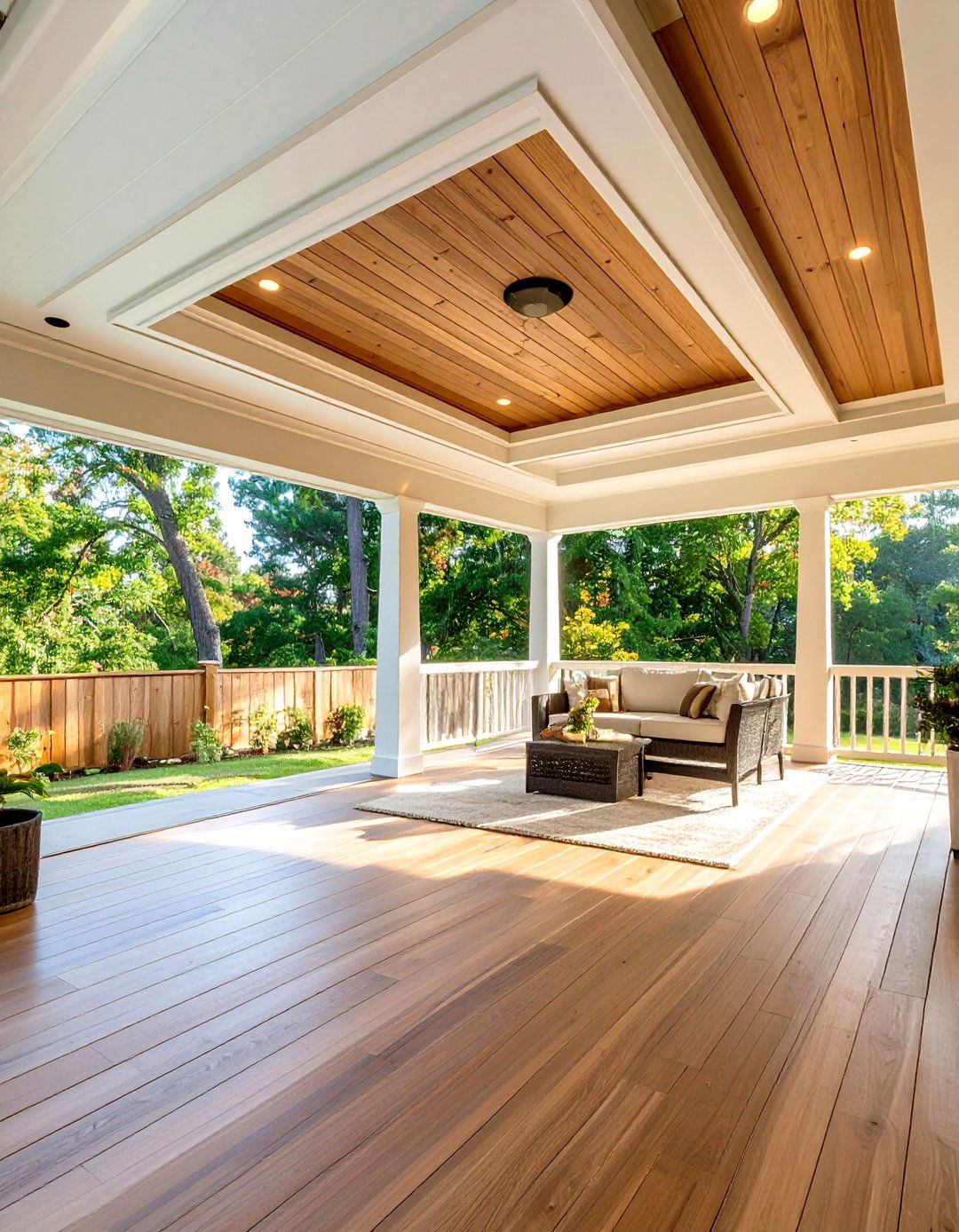 Tray Ceiling with Vinyl Panels for Luxury Appeal - 20 Vinyl Porch Ceiling Ideas