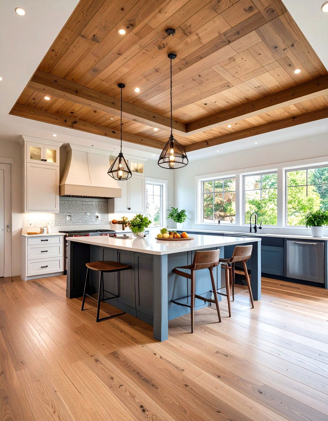 Tray Wood Ceiling Kitchen Ideas
