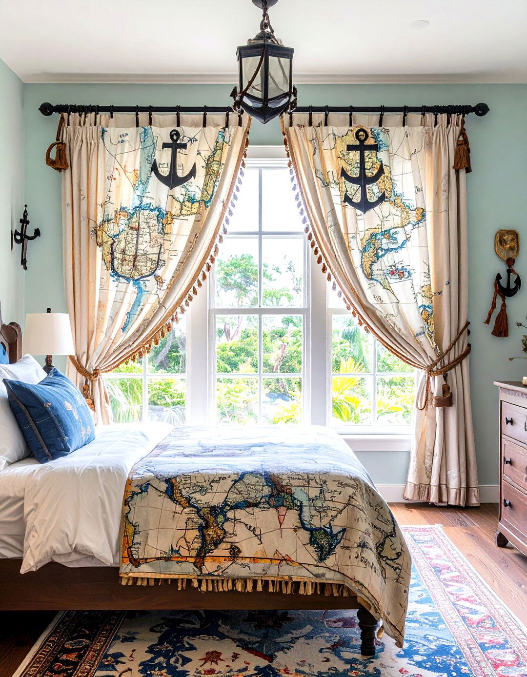 Treasure Map Curtains in Pirate Bedroom Windows - 20 Pirate-themed Bedroom Ideas