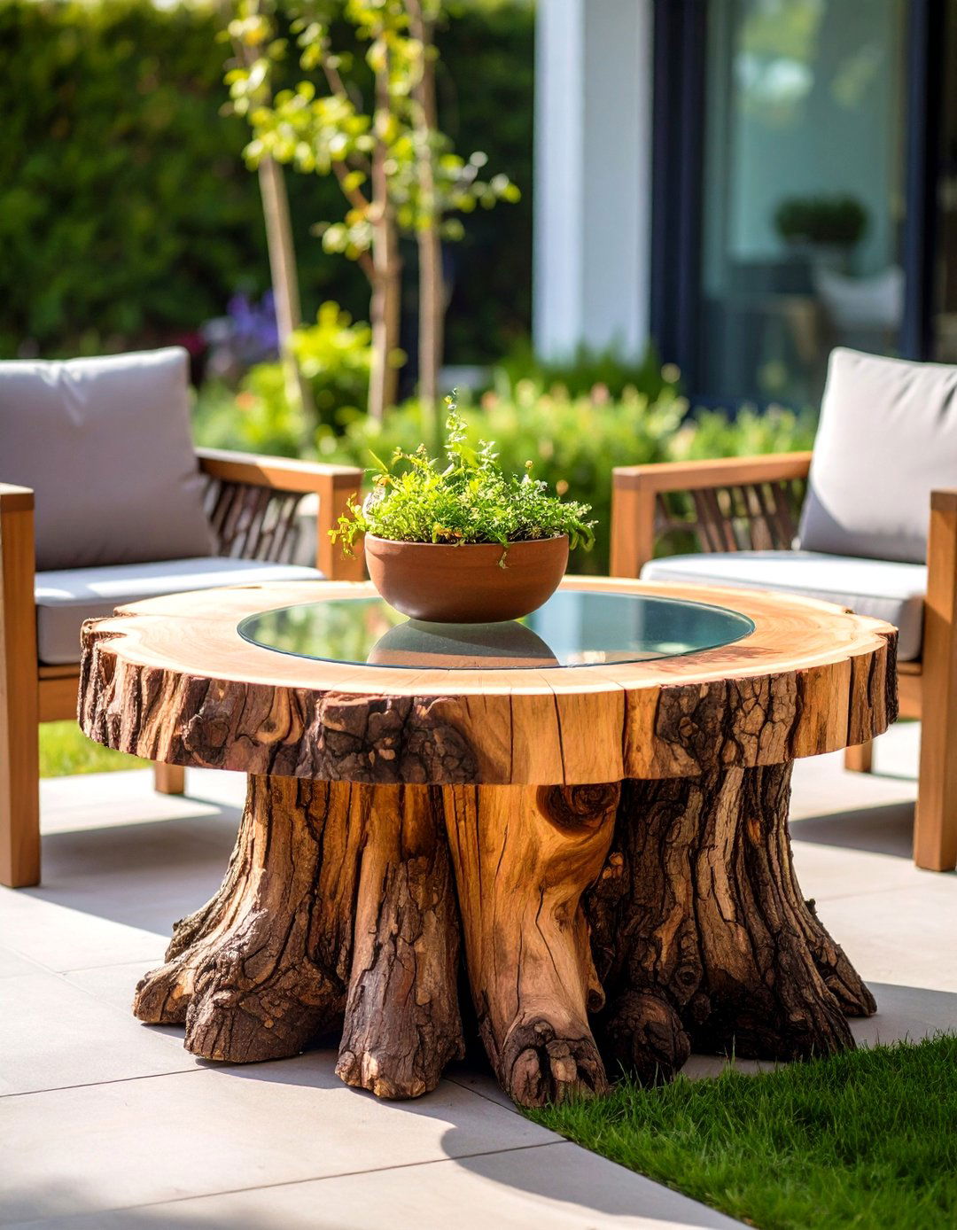Tree Stump Coffee Table Transformation - 20 Tree Stump Decorating Ideas