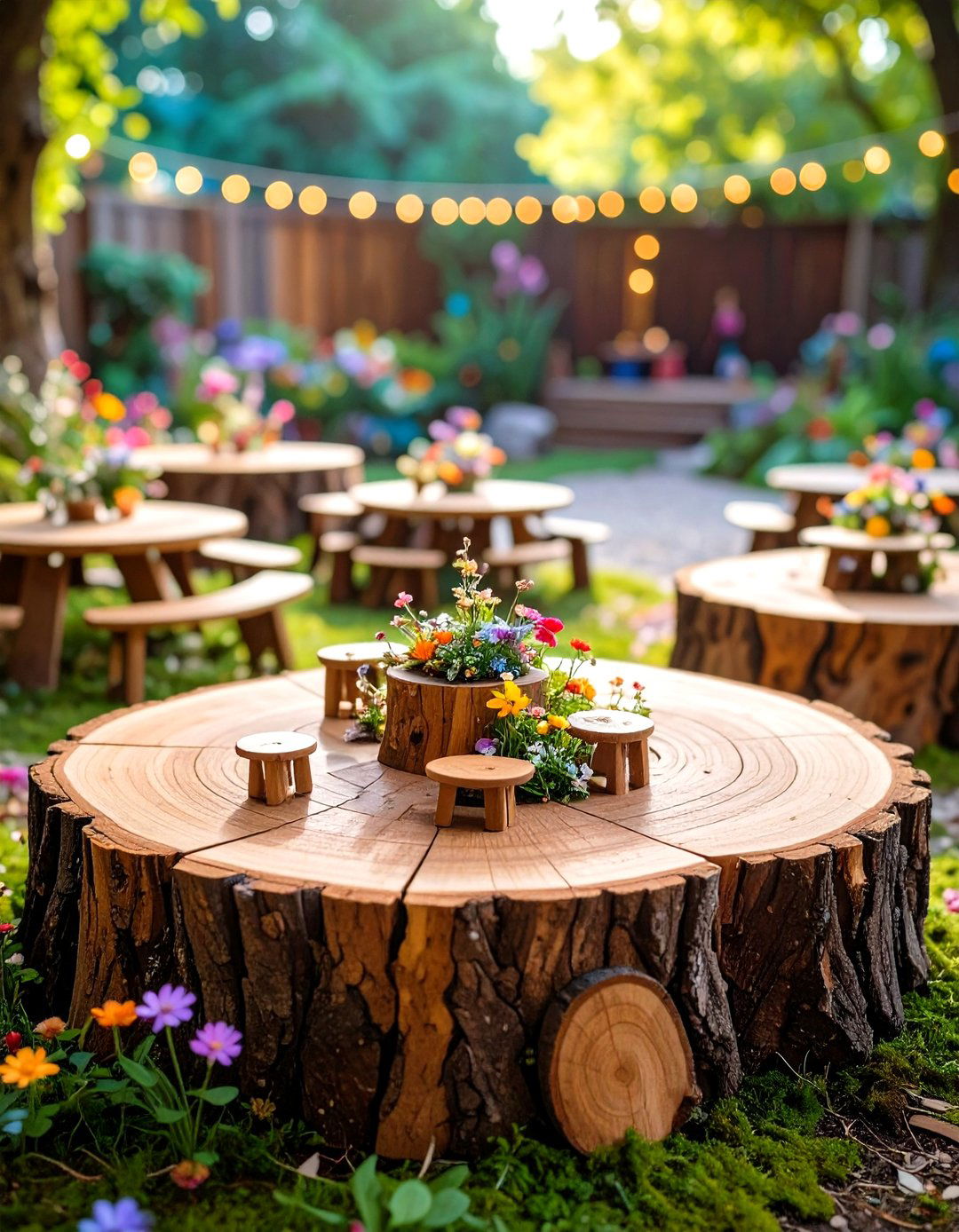 Tree Stump Fairy Garden Community Gathering Spaces - 20 Tree Stump Fairy Garden Ideas