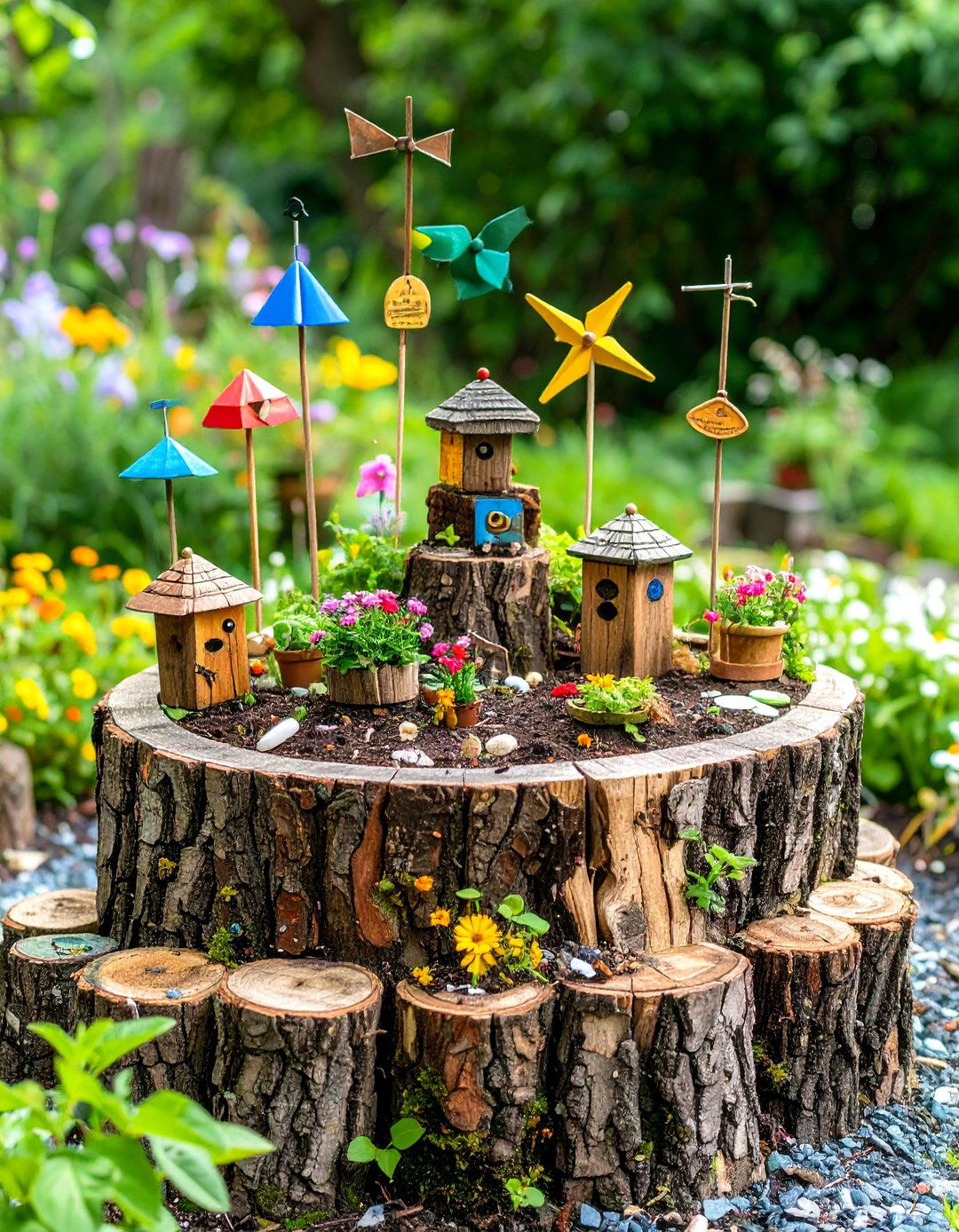 Tree Stump Fairy Garden Educational Learning Stations - 20 Tree Stump Fairy Garden Ideas